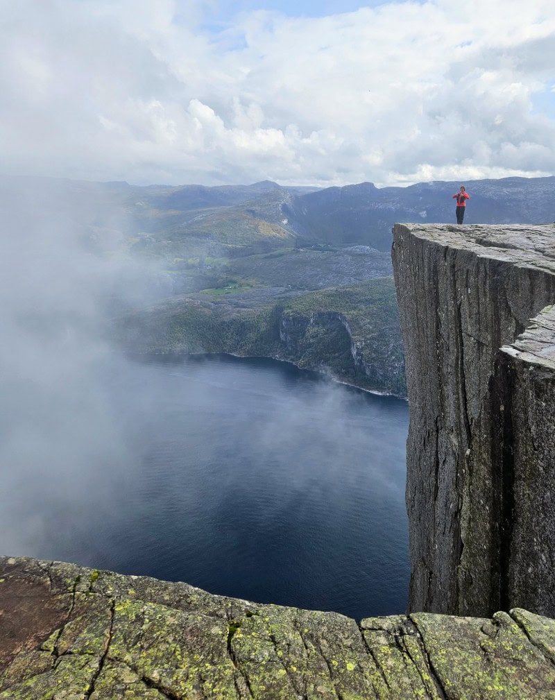 The pulpit rock. A spectacular rock formation - and a great hike
- some 1800 feet straight down to the fjord.